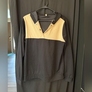 Black and Tan Hoodie with Snap Buttons